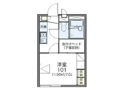 レオパレスボヌール(1K/2階)の間取り写真