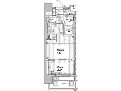 メイクスデザイン上前津(1DK/7階)の間取り写真