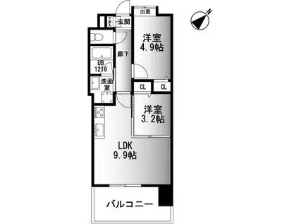 ラ・フォンテ博多駅南(2LDK/4階)の間取り写真