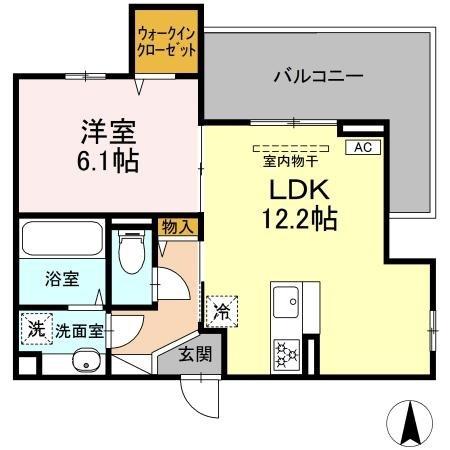 THREE(1LDK/2階)の間取り写真