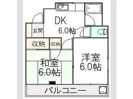 柏ハイツ(2DK/3階)の間取り写真
