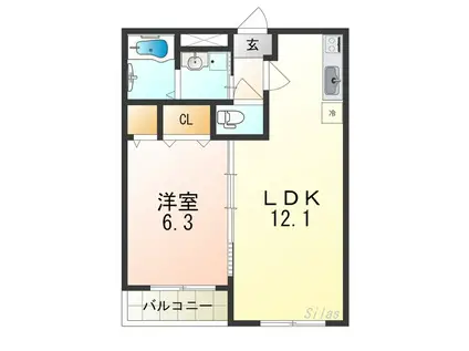 フジパレスヴァンヴェール(1LDK/1階)の間取り写真