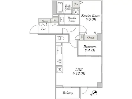 ミリアレジデンス白金台 100(1SLDK/2階)の間取り写真