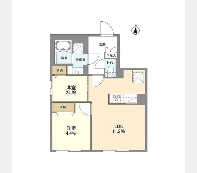 ウェルスクエア西大井(2LDK/5階)の間取り写真