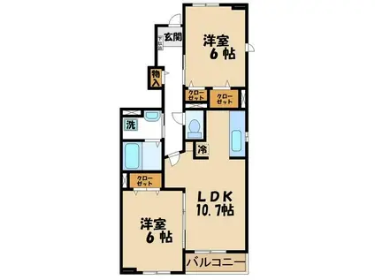 セピアコート ヤマカナ(2LDK/1階)の間取り写真