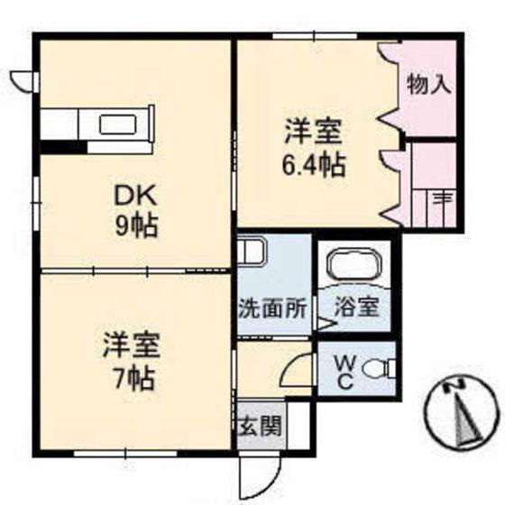 スカイロード A棟(2DK/1階)の間取り写真