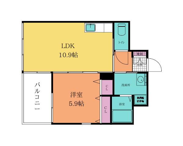 アーリントン(1LDK/6階)の間取り写真