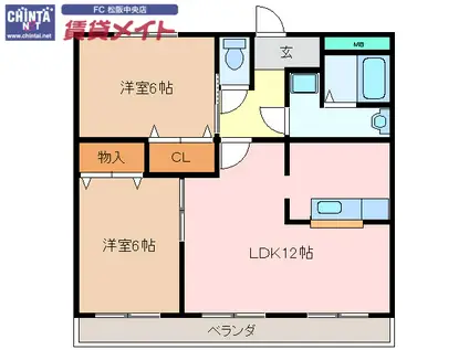 レジデンスグローリー(2LDK/2階)の間取り写真