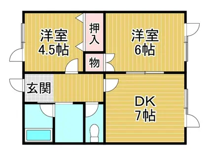 コーポダウンタウン(2DK/2階)の間取り写真