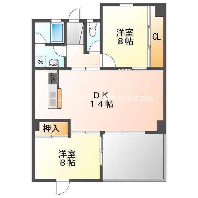 ウエスト-1(2LDK/6階)の間取り写真