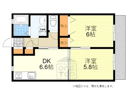 オークアレイ渡辺(2DK/1階)の間取り写真
