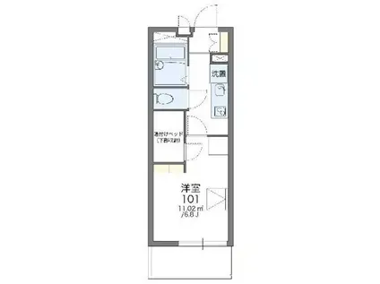 レオパレスHIBARIONIII(1K/2階)の間取り写真