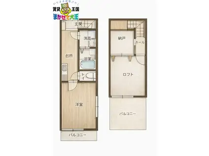 ル・プティボヌール(1K/2階)の間取り写真