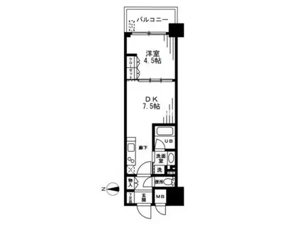 ザ・パークハビオ天満橋(1DK/11階)の間取り写真