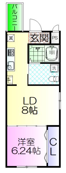 エルメゾン堺ISHIZU(1LDK/2階)の間取り写真