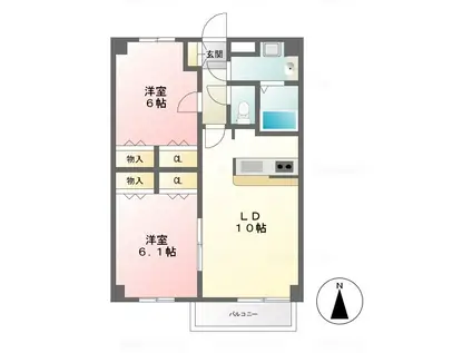 ボニータ矢崎(2LDK/1階)の間取り写真