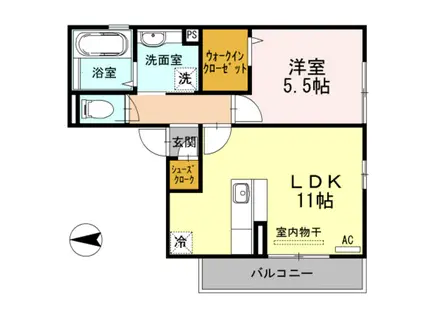 レスペランス B棟(1LDK/2階)の間取り写真