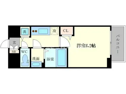 ララプレイス大阪城公園ヴェルデ(1K/3階)の間取り写真