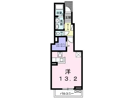 プラシード グランツ II(ワンルーム/1階)の間取り写真