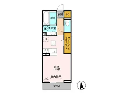 SOARE(ワンルーム/3階)の間取り写真