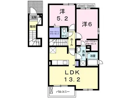 ラララK3 B(2LDK/2階)の間取り写真