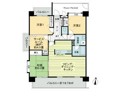 グランレイム甚目寺(3SLDK/4階)の間取り写真