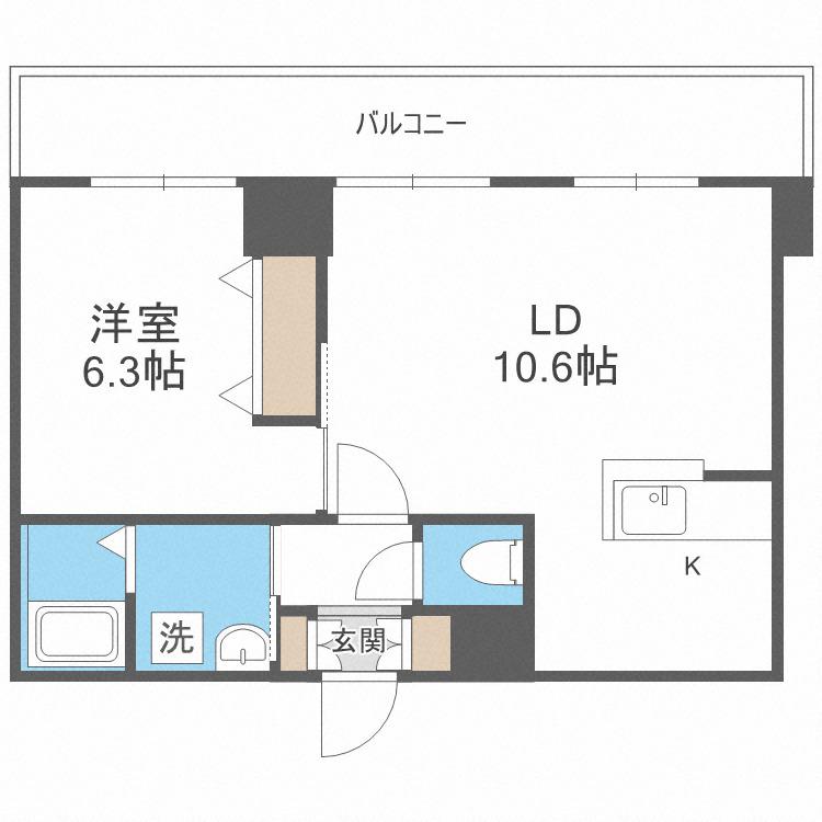 アーバンフラッツ豊平1条(1LDK/11階)の間取り写真