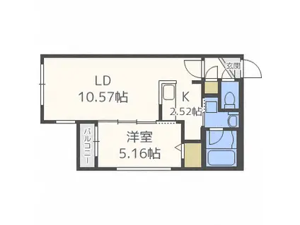 プランドールルノン北1条(1LDK/4階)の間取り写真