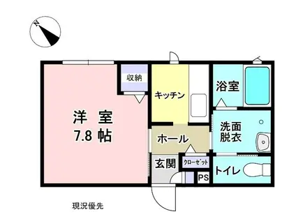 TCコート B棟(ワンルーム/2階)の間取り写真