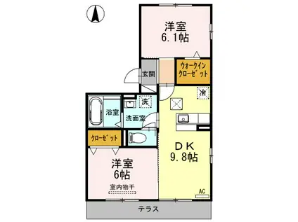 カーサボヌール(2DK/1階)の間取り写真