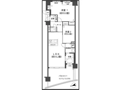 パシフィックビスタIV(2LDK/4階)の間取り写真