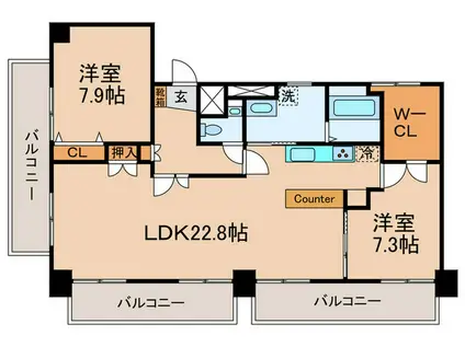 フラット田園調布(2LDK/11階)の間取り写真