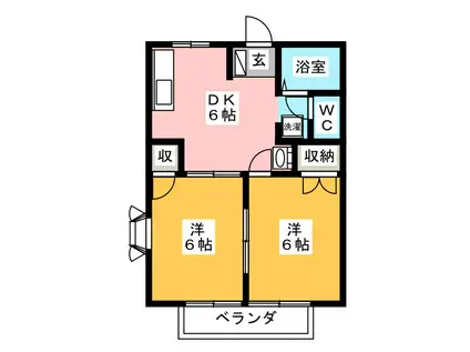 グランドハイツ市川A(2DK/1階)の間取り写真