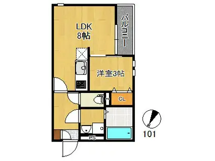 GRANDTIC 住吉 II(1LDK/1階)の間取り写真