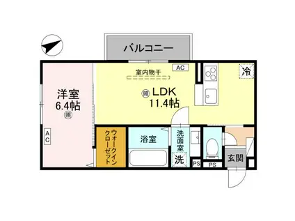 D-REGALO江守中(1LDK/2階)の間取り写真