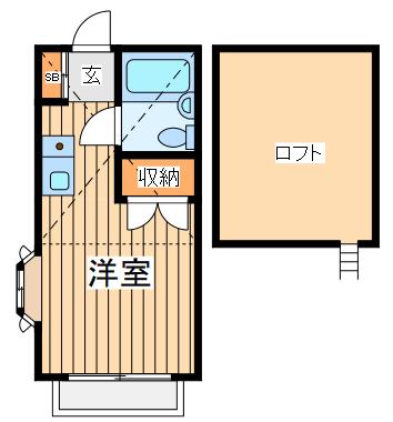レジデンス六番館(ワンルーム/2階)の間取り写真