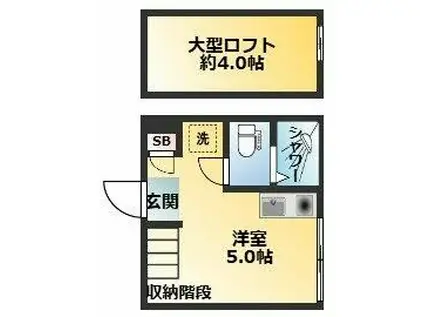 ハーモニーテラス志茂IV(ワンルーム/1階)の間取り写真