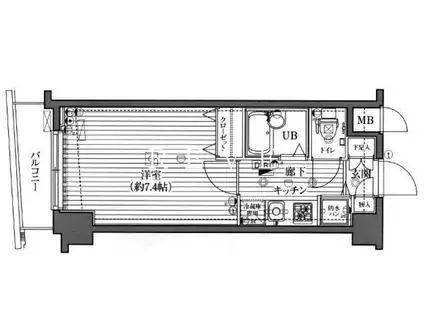 ガラ・ステージ神田神保町(1K/4階)の間取り写真