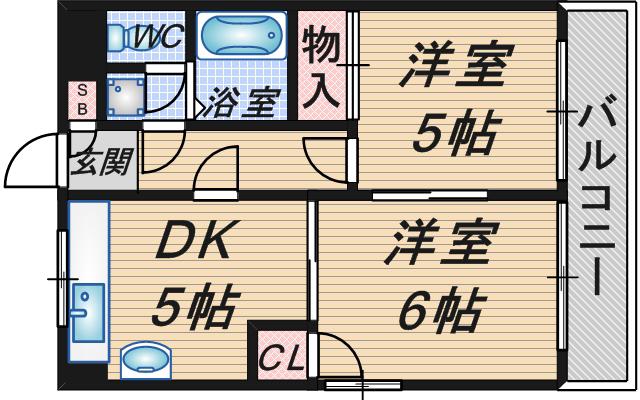 ハイツNY(2DK/3階)の間取り写真