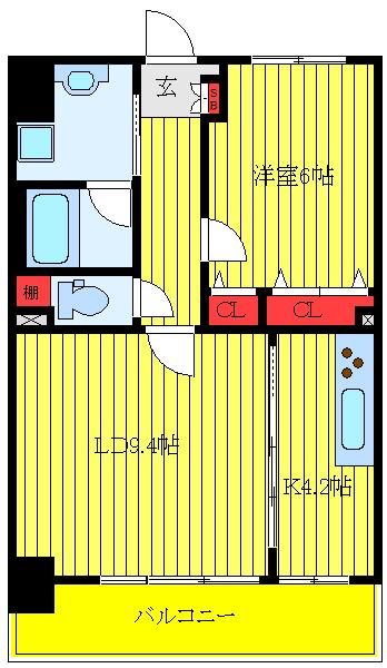 レアルカスカータ 板橋区役所(1LDK/11階)の間取り写真