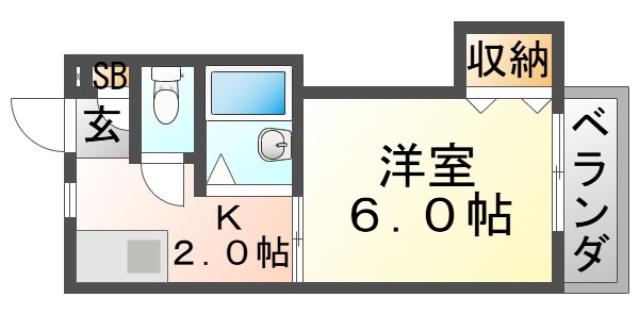 テラスパーク吹田(ワンルーム/2階)の間取り写真