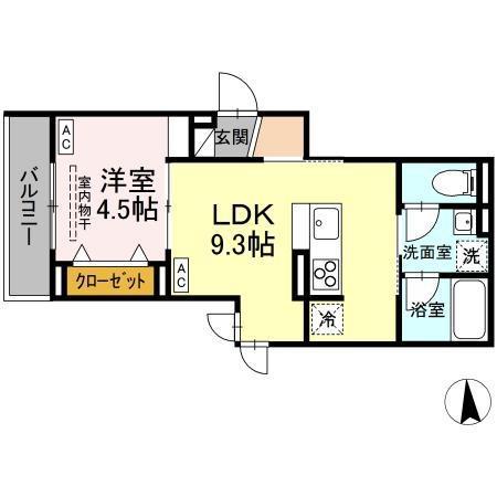 D-ROOM寺町(1LDK/2階)の間取り写真