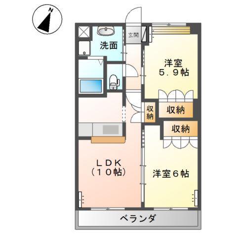 コンフォース六条院(2LDK/1階)の間取り写真