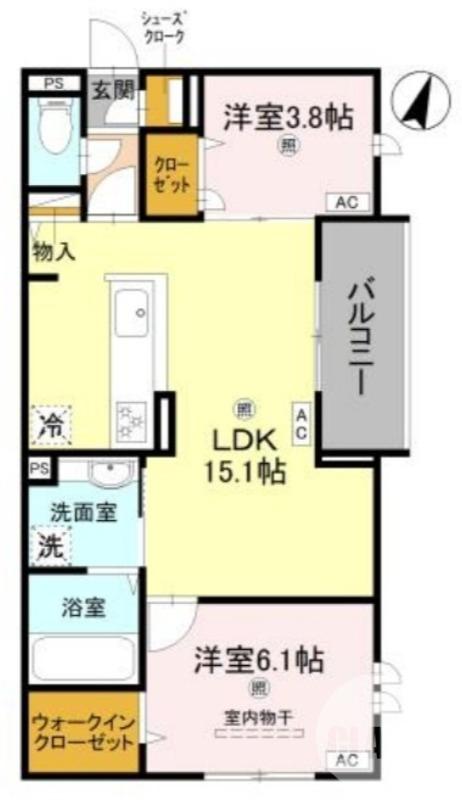グランヴェールVII(2LDK/3階)の間取り写真