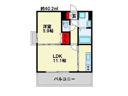 ノースステイツ片野(1LDK/4階)の間取り写真