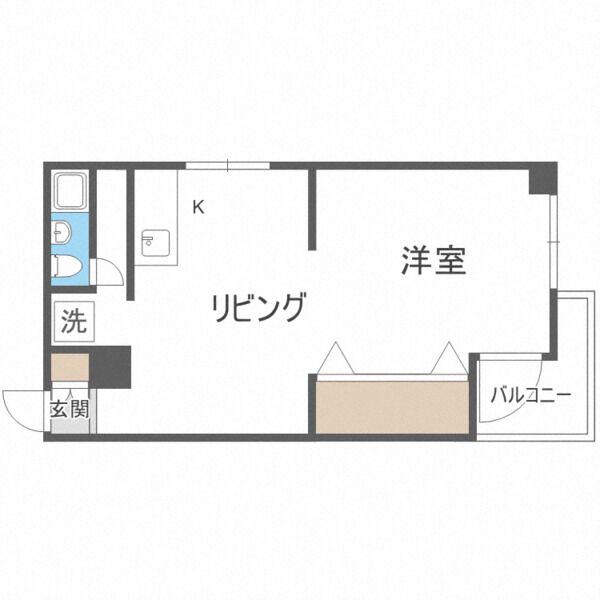 412ビル(1DK/3階)の間取り写真