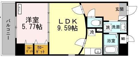 スペチアーレ(1LDK/9階)の間取り写真