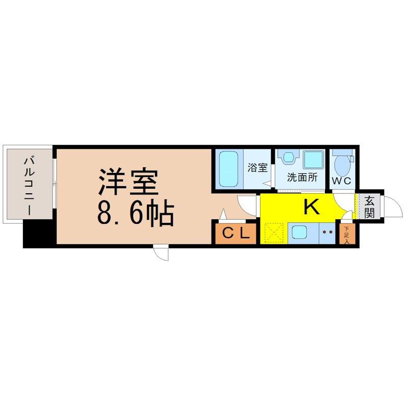 パルティール浅間町(1K/8階)の間取り写真
