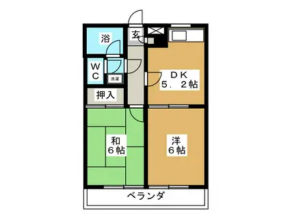 ヒルズ東寺尾(2DK/3階)の間取り写真