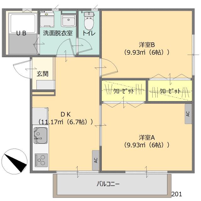 YMコーポ(2DK/2階)の間取り写真